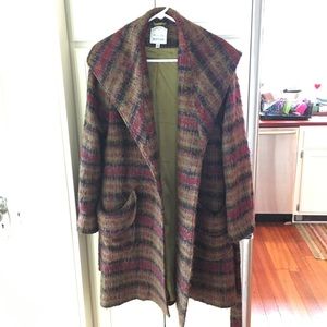 Anthropologie Belted Plaid Coat